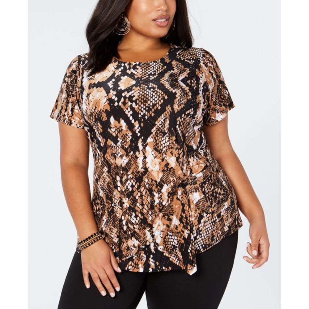 INC International Concepts Plus Size Animal Print Top